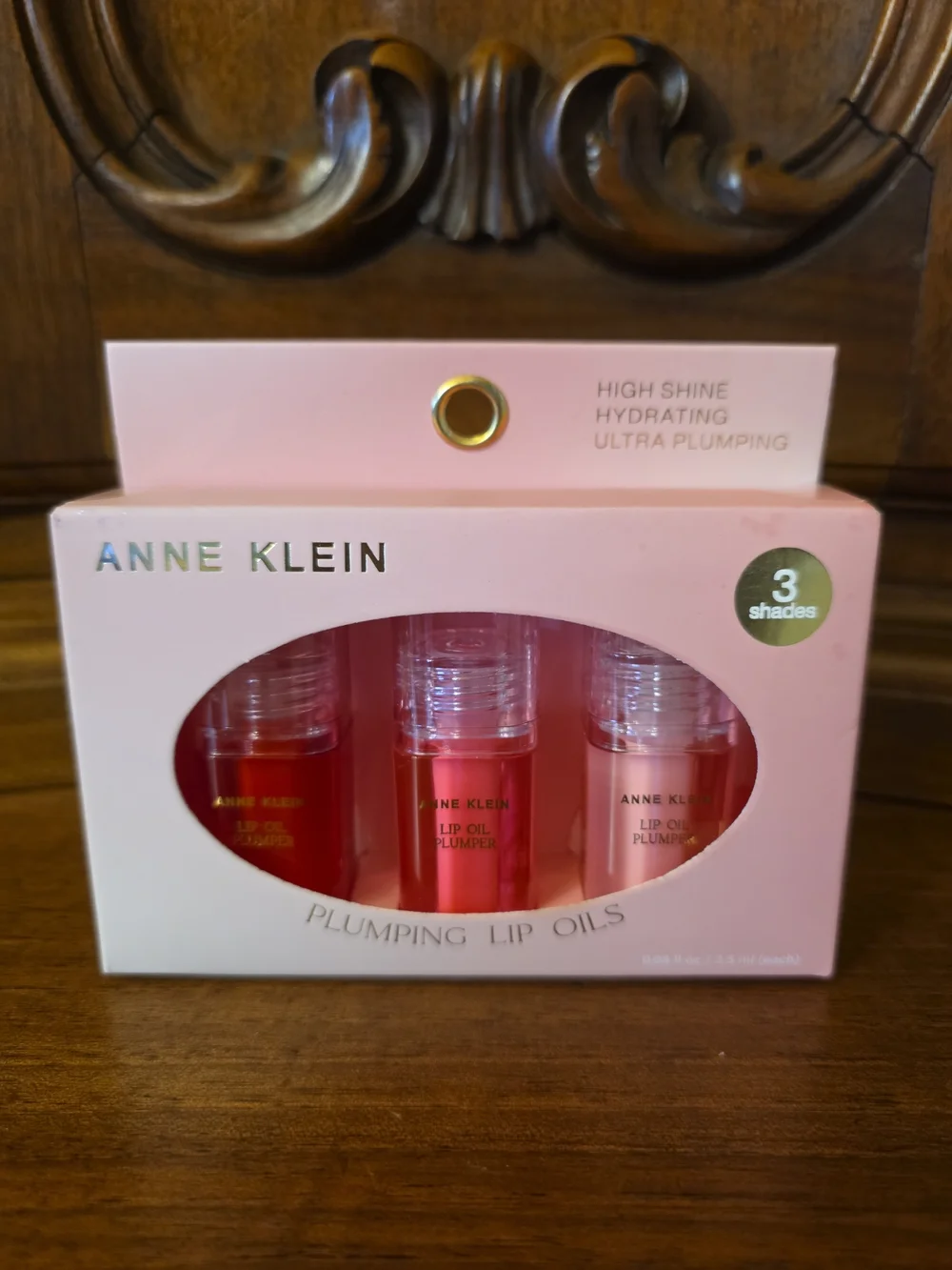 Anne Klein 3 Shades Plumping Lip Oils, .08oz Each--Sealed/NIB